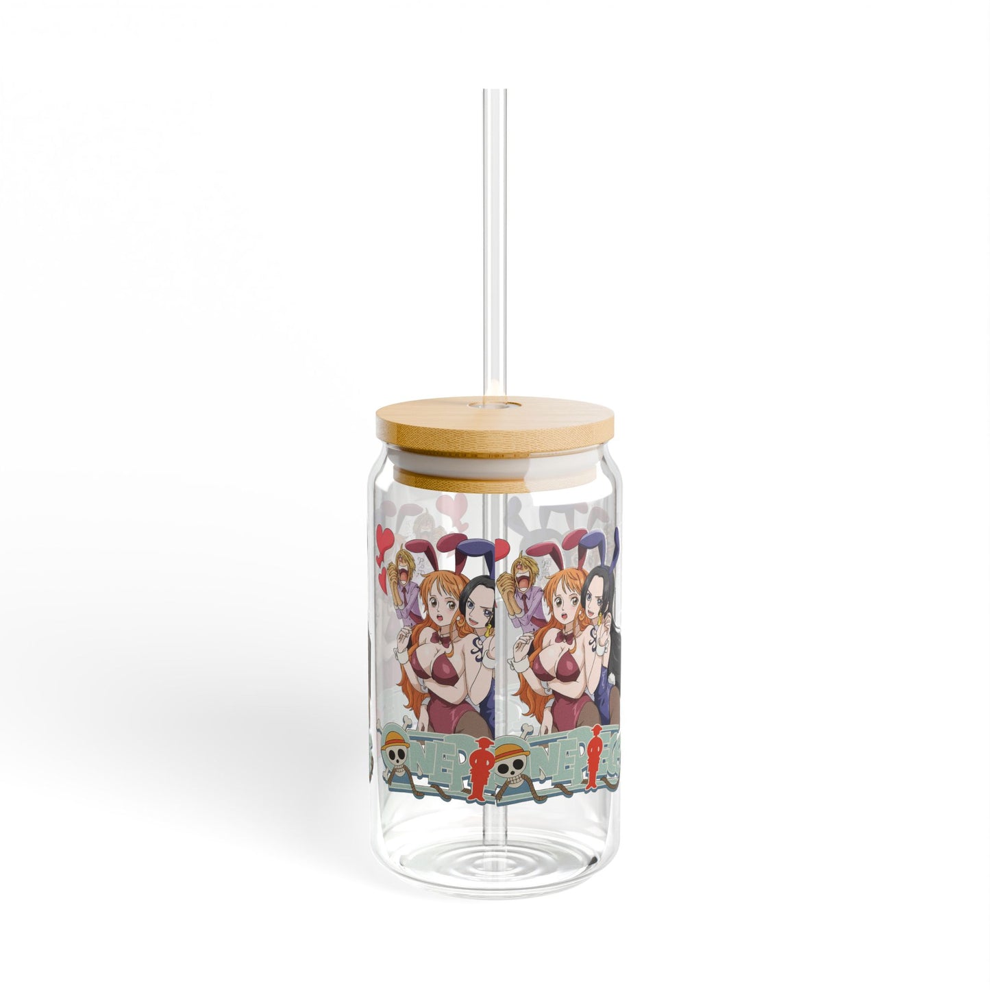 Cute Cartoon Sipper Glass, 16oz, Fun Drinkware for Parties, Unique Gifts, Home Decor, Anime-Inspired, Summer Refreshments