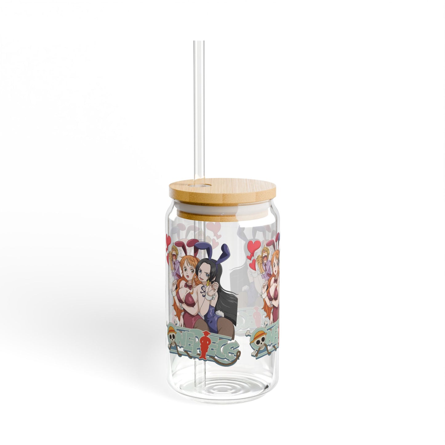 Cute Cartoon Sipper Glass, 16oz, Fun Drinkware for Parties, Unique Gifts, Home Decor, Anime-Inspired, Summer Refreshments