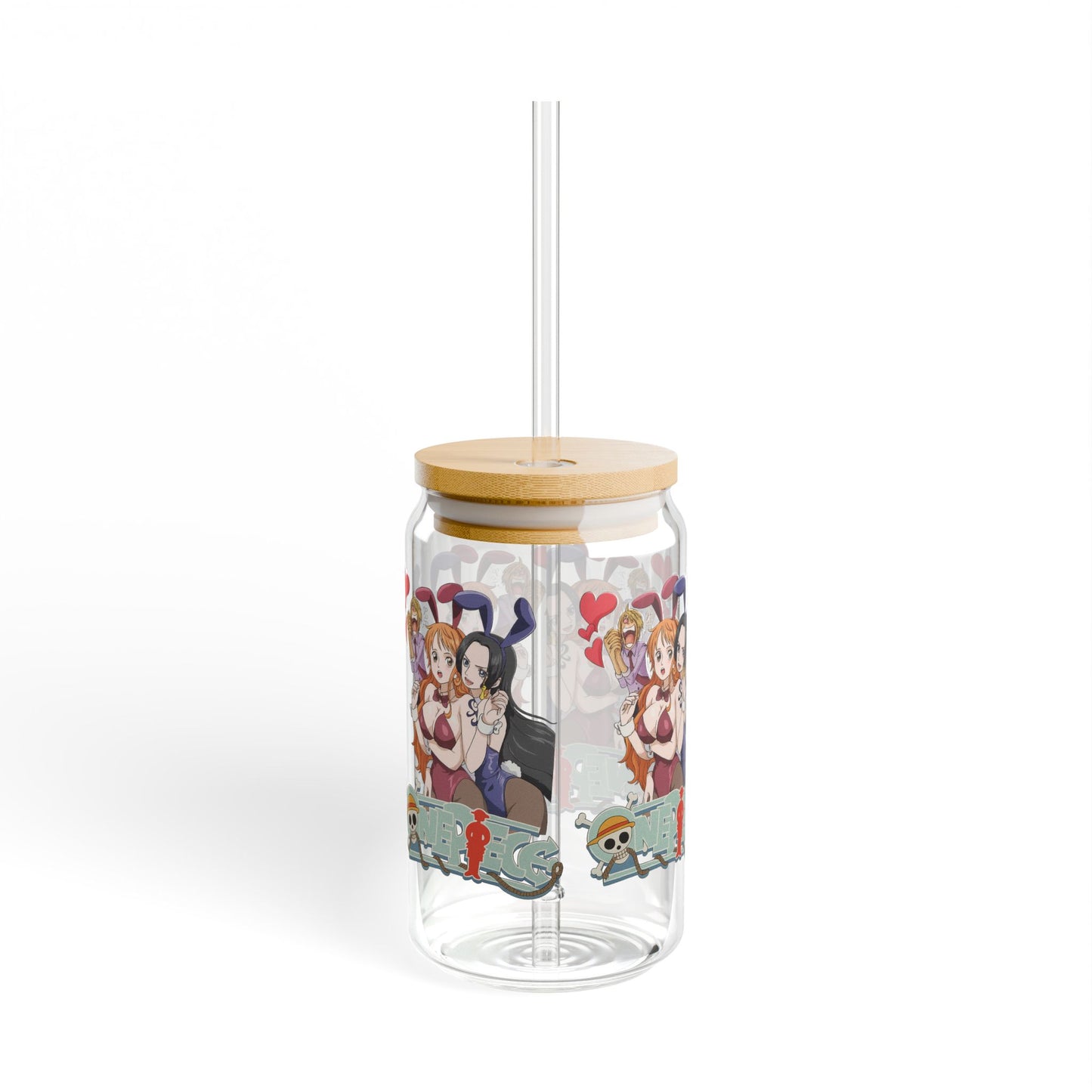 Cute Cartoon Sipper Glass, 16oz, Fun Drinkware for Parties, Unique Gifts, Home Decor, Anime-Inspired, Summer Refreshments