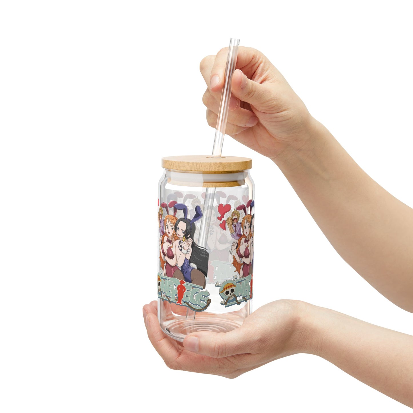Cute Cartoon Sipper Glass, 16oz, Fun Drinkware for Parties, Unique Gifts, Home Decor, Anime-Inspired, Summer Refreshments