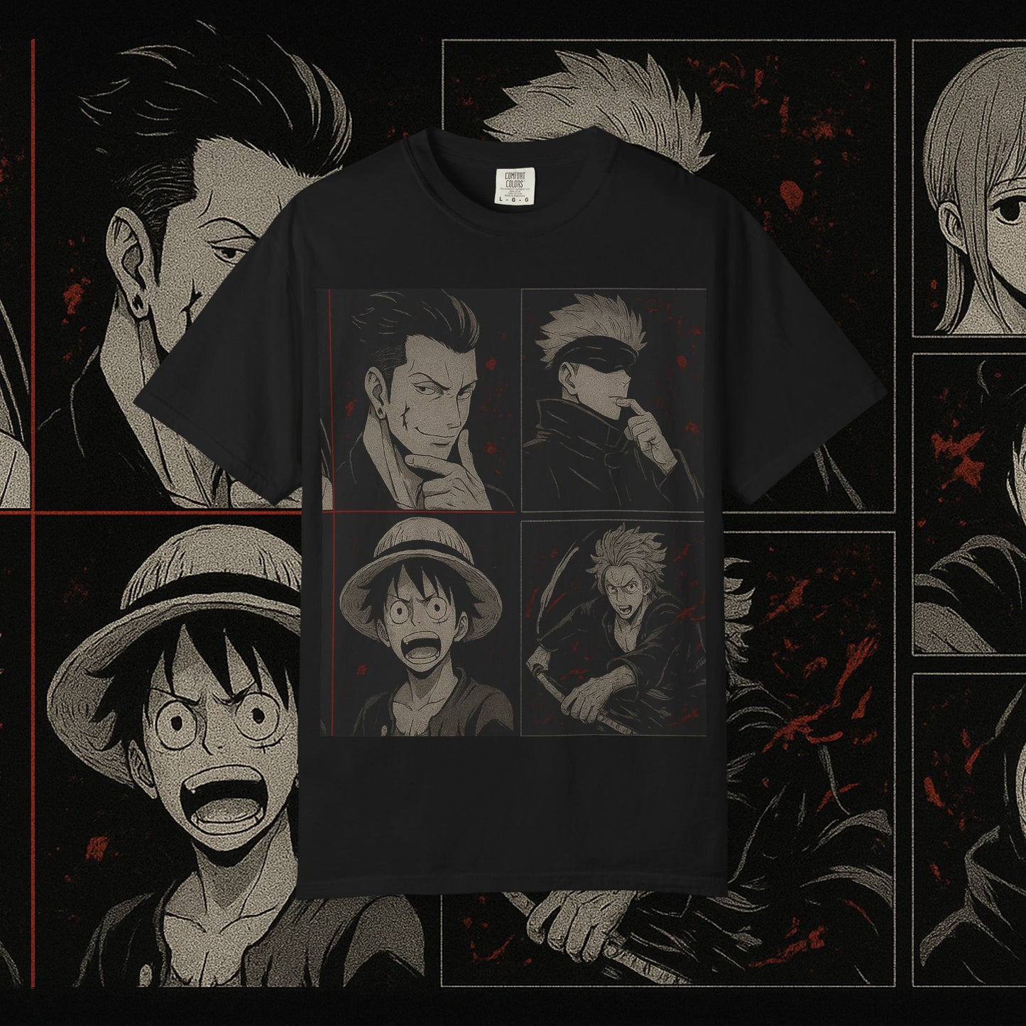 Anime-Inspired Garment-Dyed T-Shirt – Casual Graphic Tee | teemene