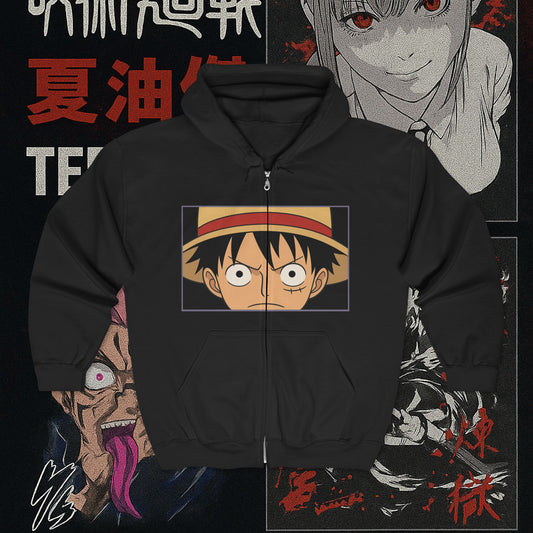 Anime Character Zip Hoodie – Unisex Heavy Blend Sweatshirt | teemene