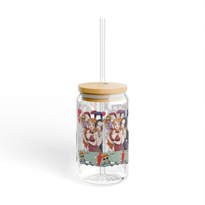 Cute Cartoon Sipper Glass, 16oz, Fun Drinkware for Parties, Unique Gifts, Home Decor, Anime-Inspired, Summer Refreshments