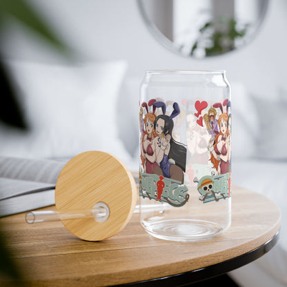 Cute Cartoon Sipper Glass, 16oz, Fun Drinkware for Parties, Unique Gifts, Home Decor, Anime-Inspired, Summer Refreshments