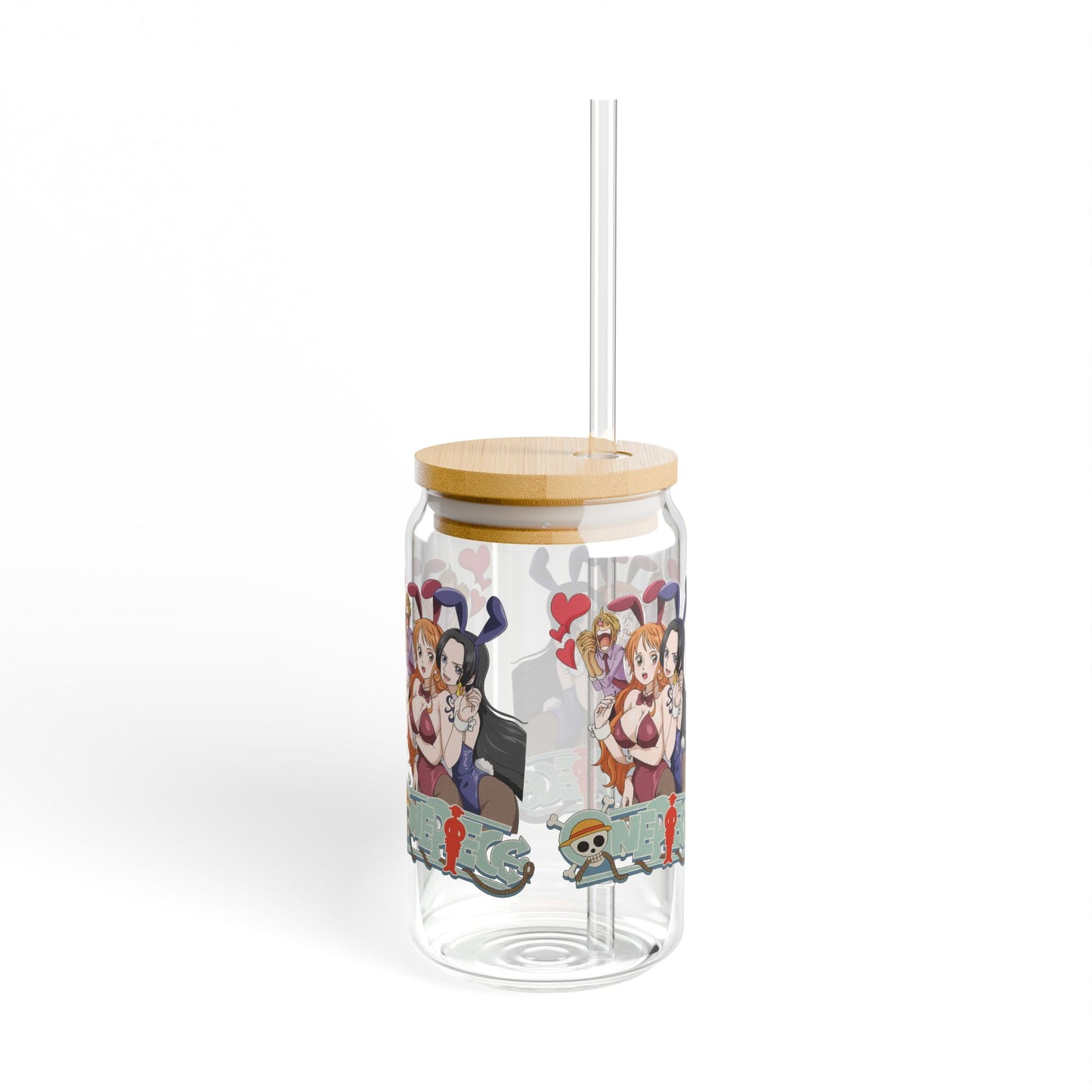 Cute Cartoon Sipper Glass, 16oz, Fun Drinkware for Parties, Unique Gifts, Home Decor, Anime-Inspired, Summer Refreshments