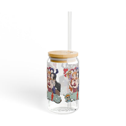 Cute Cartoon Sipper Glass, 16oz, Fun Drinkware for Parties, Unique Gifts, Home Decor, Anime-Inspired, Summer Refreshments