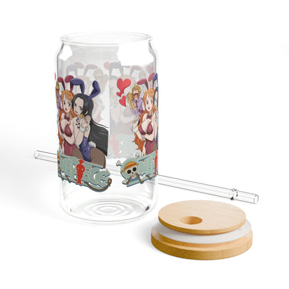 Cute Cartoon Sipper Glass, 16oz, Fun Drinkware for Parties, Unique Gifts, Home Decor, Anime-Inspired, Summer Refreshments
